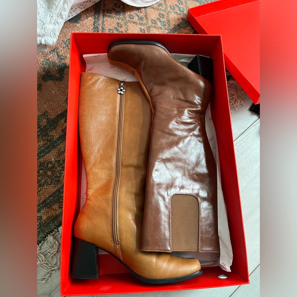 Lisa Says Gah Simone Knee High Boot - Coffee/Camel Leather